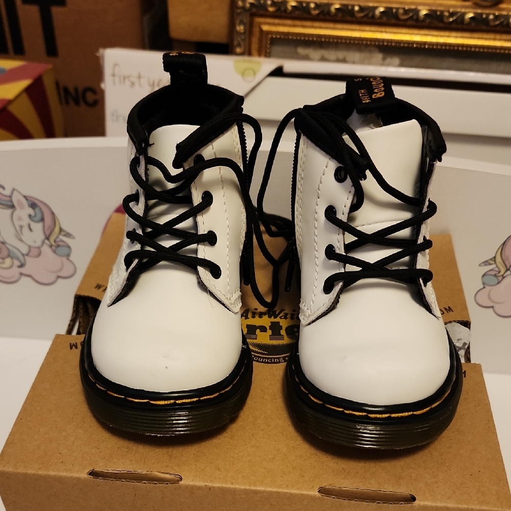 Dr. Martens White Boots with Black Accents